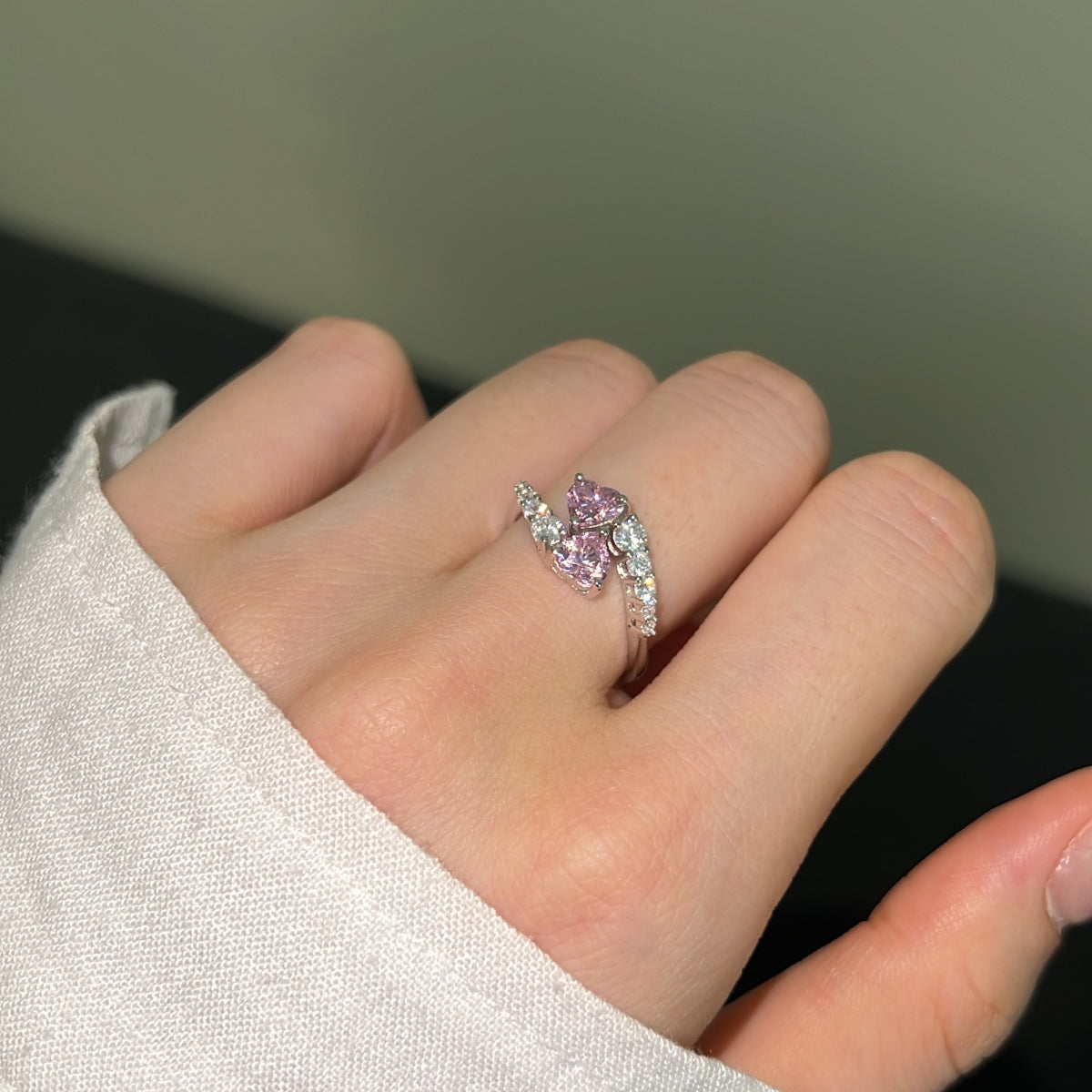 Pink Heart-shaped Gemstone Ring