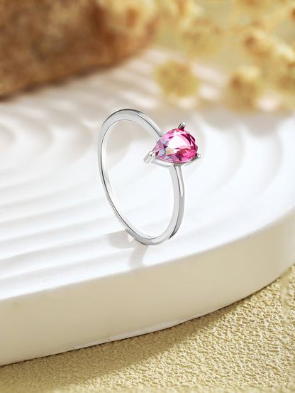 Pink Teardrop Gemstone Ring