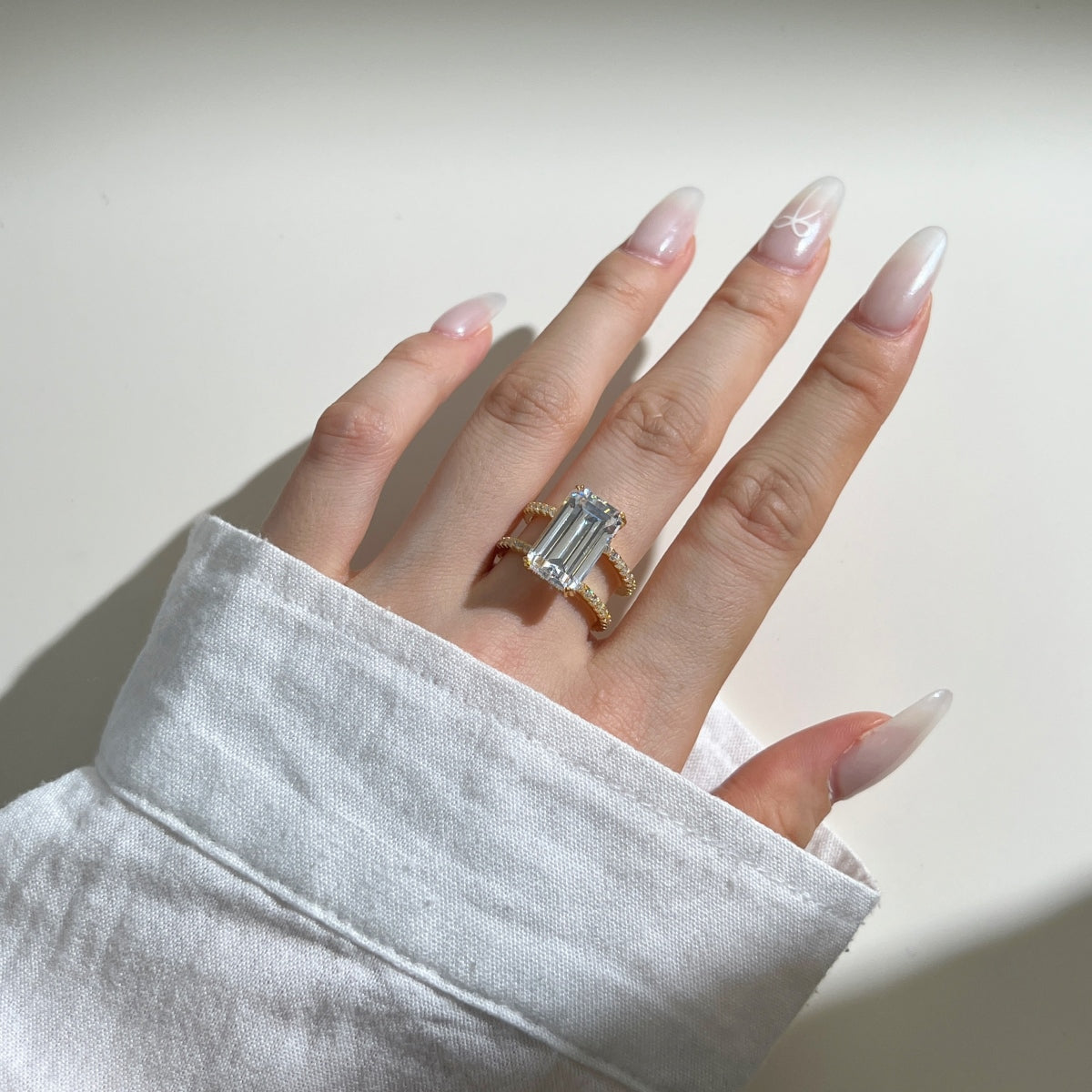 Emerald Cut Silver Statement Ring