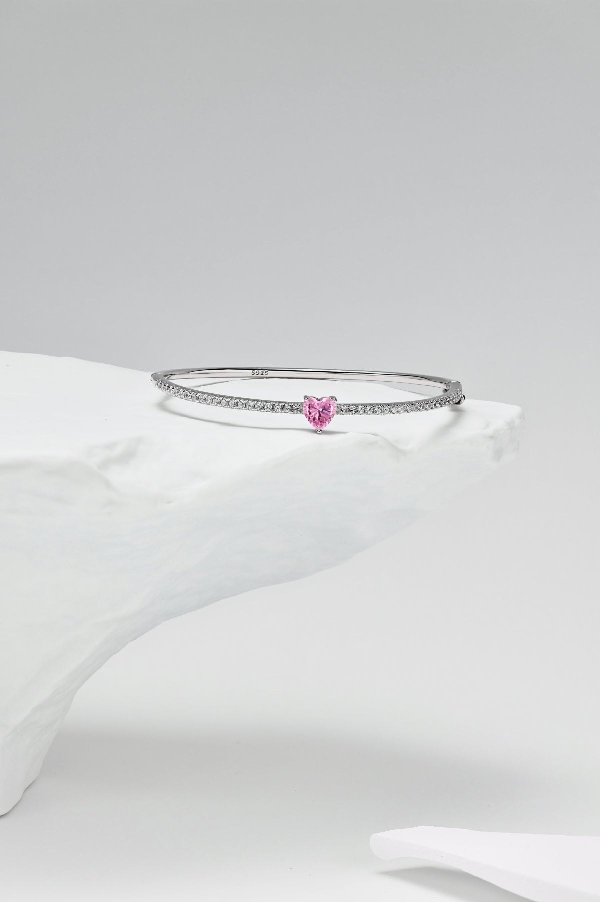 Pink Heart Bangle Bracelet