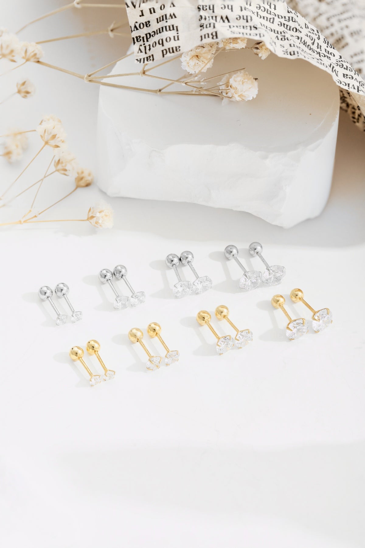 Crystal Stud Earrings with Interchangeable Backs 6mm