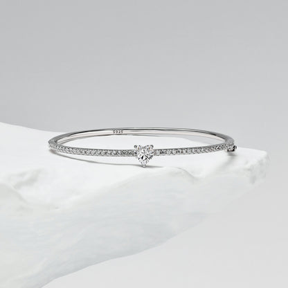 Heart Solitaire Bangle Bracelet