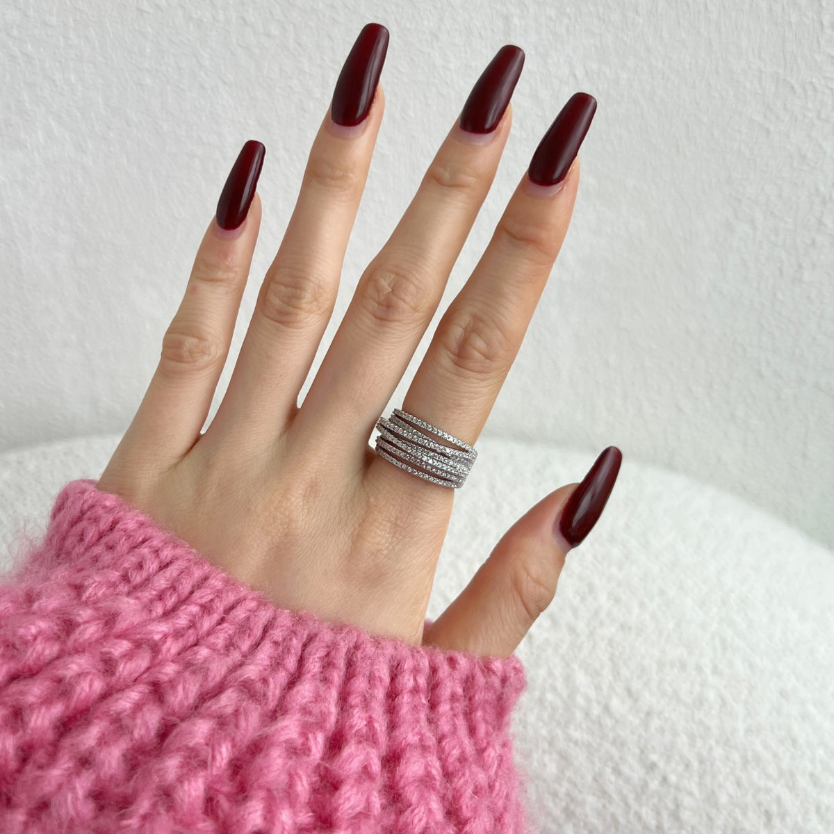 Triple Row Silver Band Ring