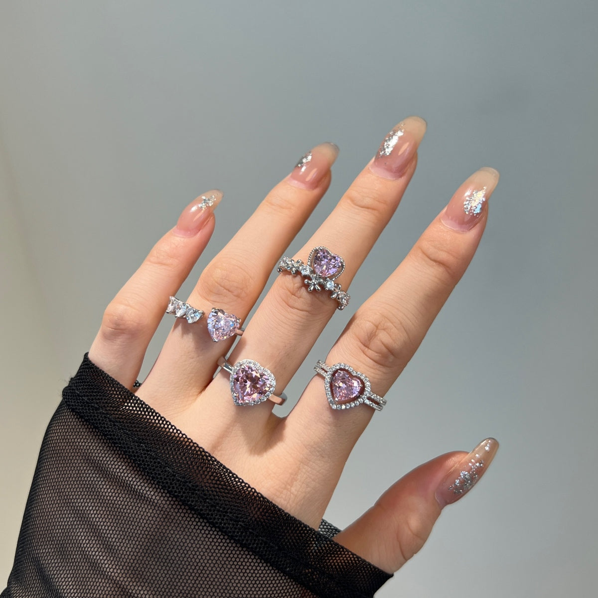 Heart-Shaped Pink Stone Ring