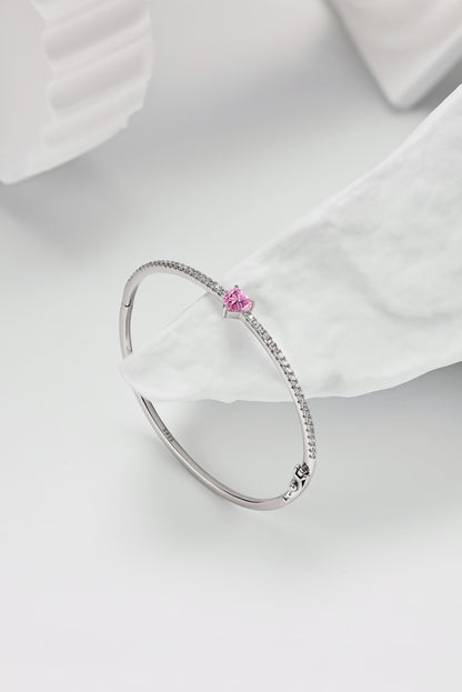 Pink Heart Bangle Bracelet