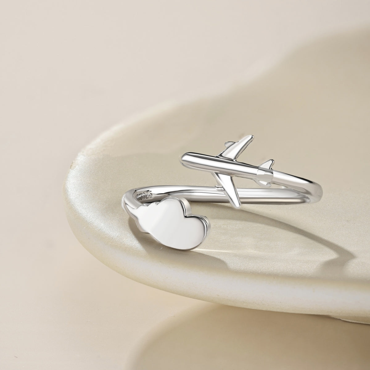 Silver-Tone Airplane Adjustable Ring