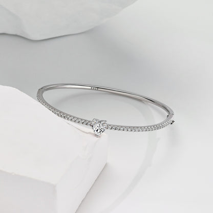 Heart Solitaire Bangle Bracelet